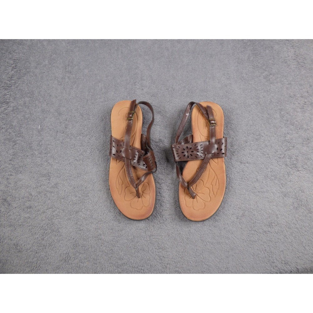 b.o.c. Born Concept Women Brown Laser Cut T-Strap Slingback Sandals Z40623 8M